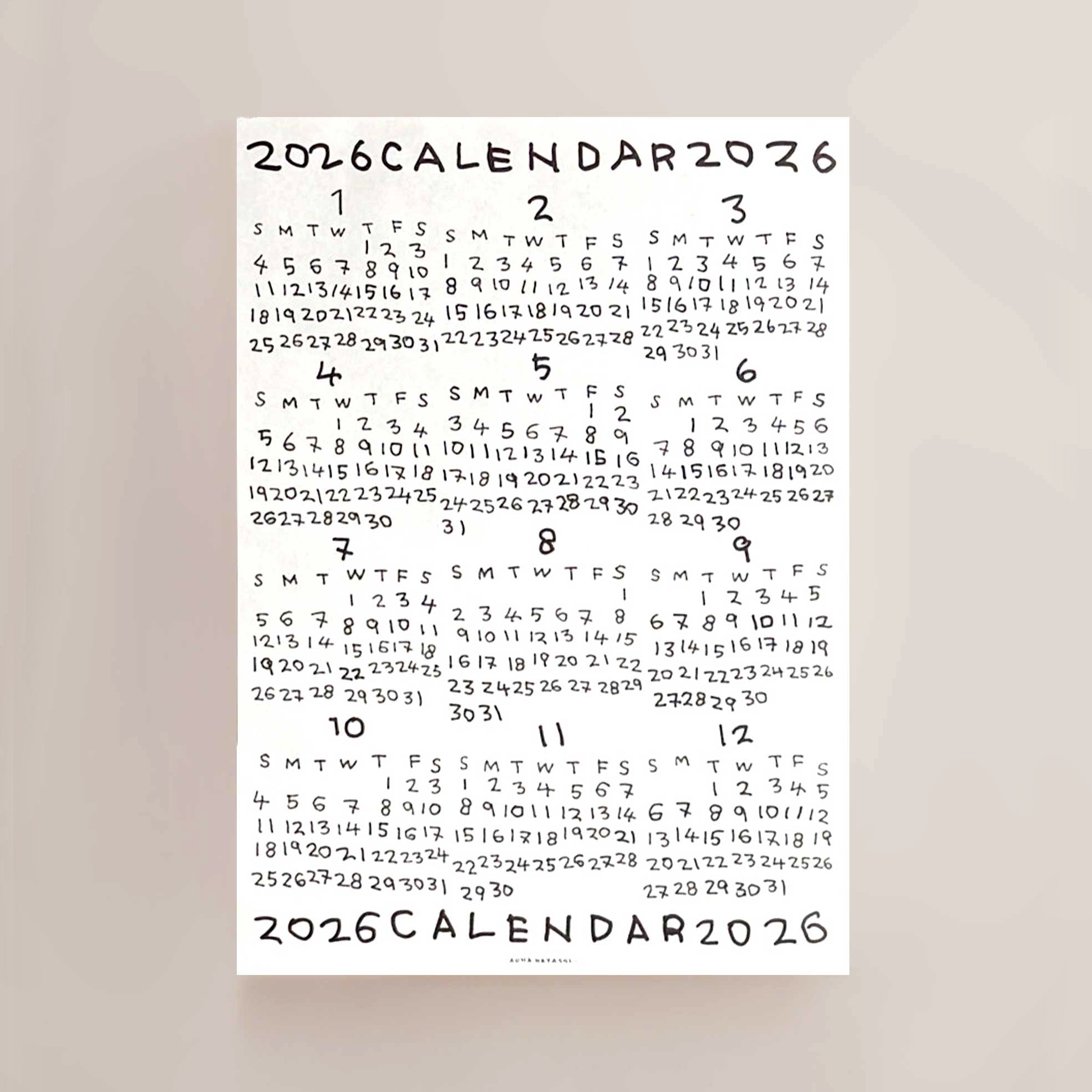 Aona Hayashi 2026 Calendar – Wms&Co.