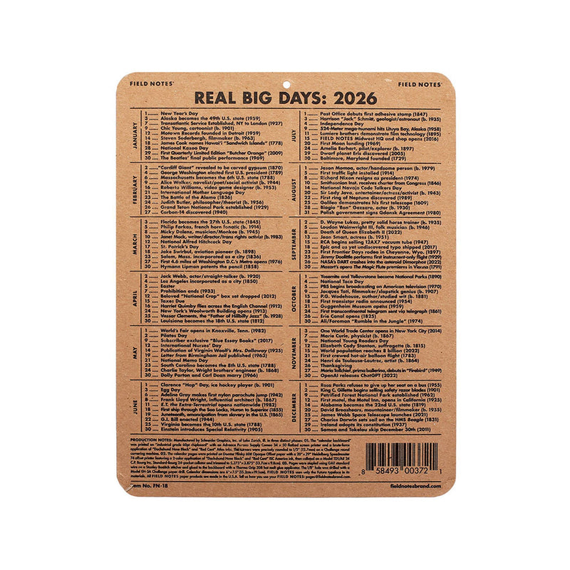 15 - Month Field Notes 2026 Calendar - Wms&Co.