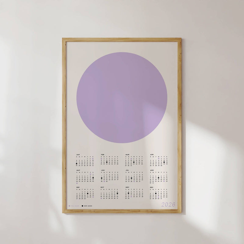 Minimalist Moon Calendar 2026 - Color - Wms&Co.
