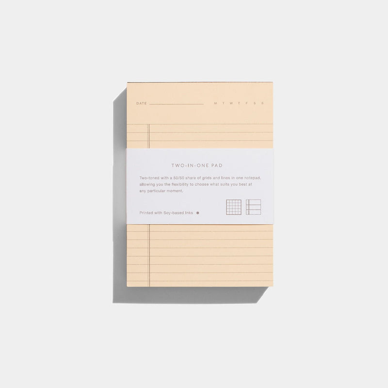 Two - in - One Notepad: Cream/Brown - Wms&Co.