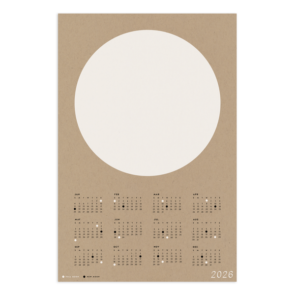 Minimalist Moon Calendar 2026 - Neutrals - Wms&Co.