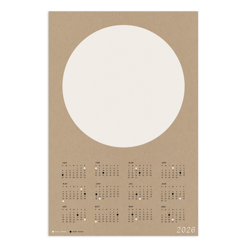Minimalist Moon Calendar 2026 - Neutrals - Wms&Co.