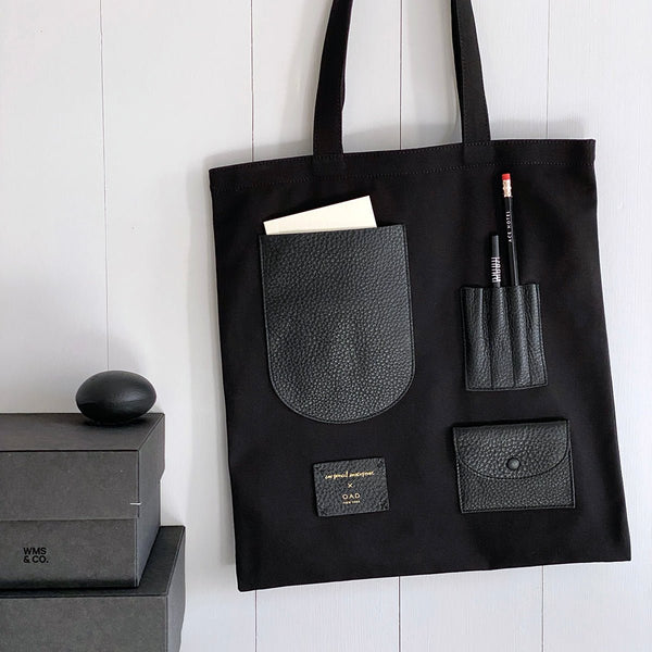 Multi - pocket Tote: Black/Black - Wms&Co.