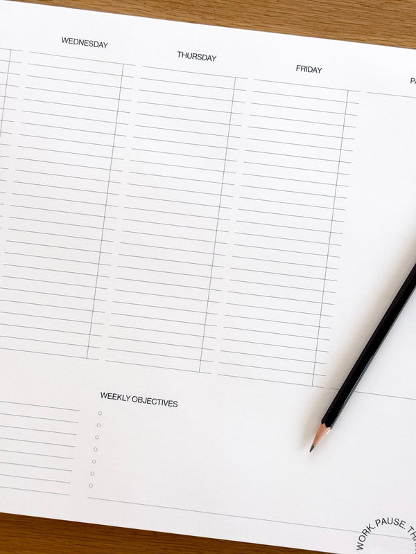 ExtraLarge Weekly Planner Pad: Work Pause Thrive - Wms&Co.