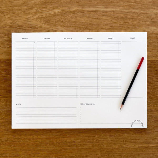 ExtraLarge Weekly Planner Pad: Work Pause Thrive - Wms&Co.