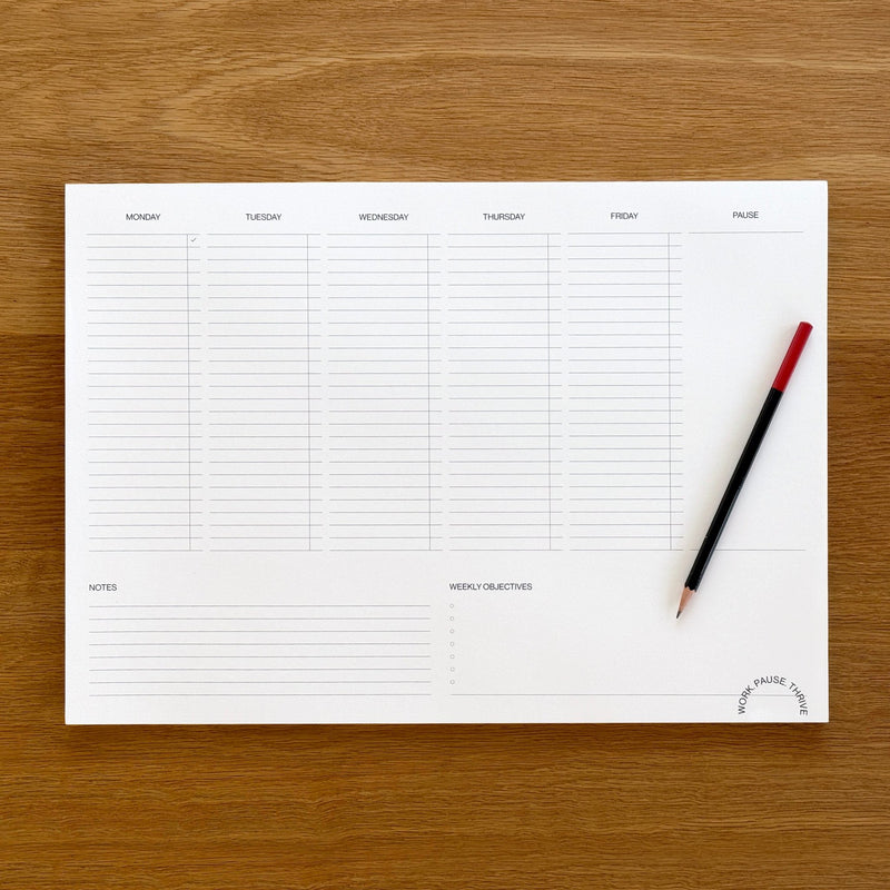 ExtraLarge Weekly Planner Pad: Work Pause Thrive - Wms&Co.