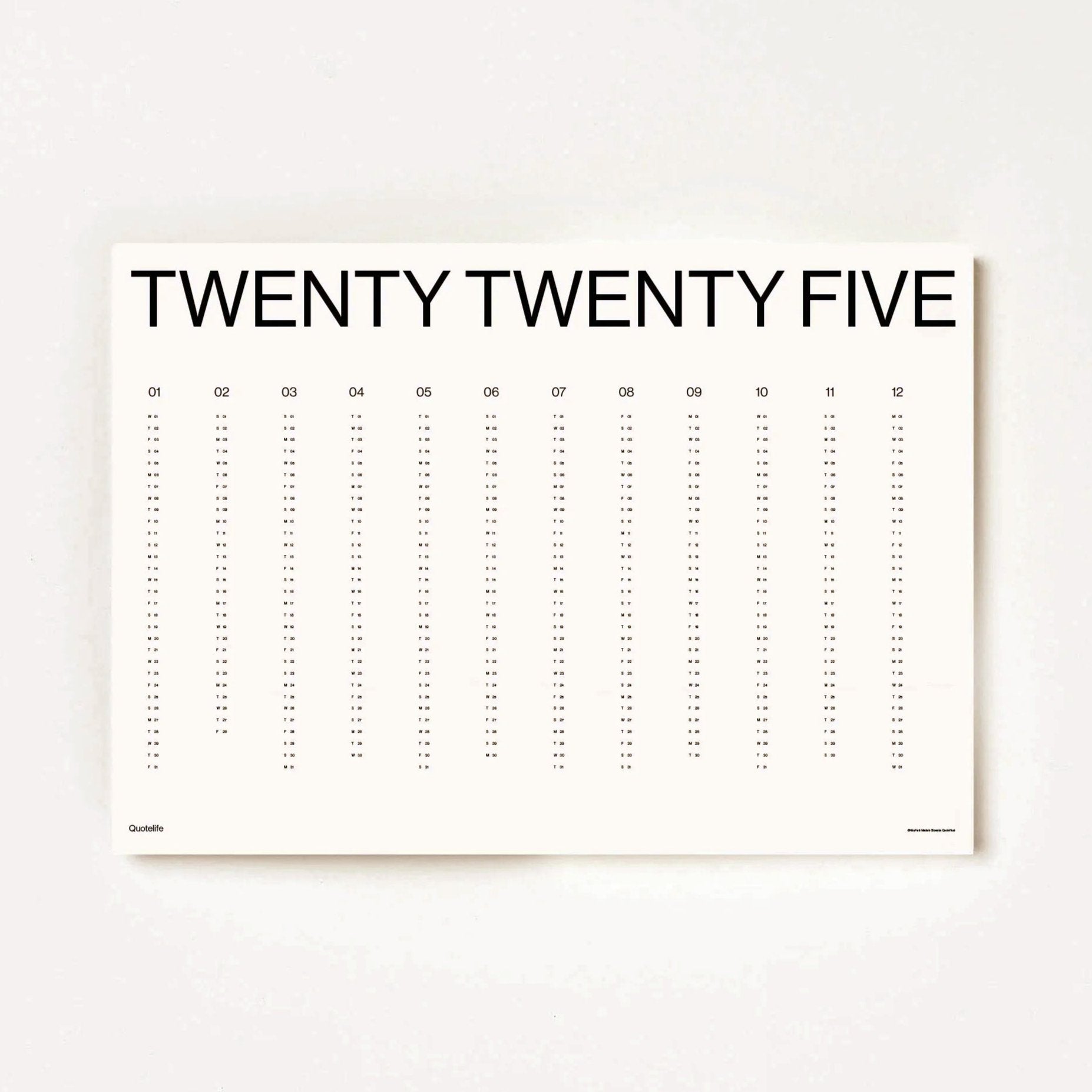 Minimalist 2025 Wall Planner/Calendar โ Wms&Co.