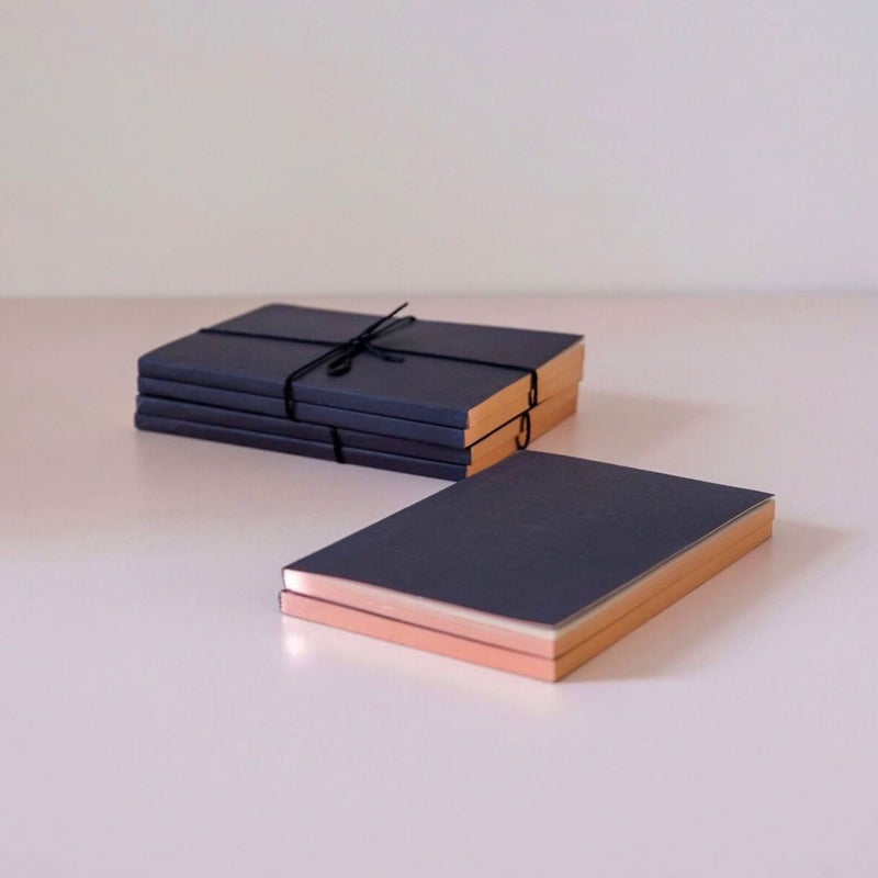 Little Black Notebooks with Rose Gold Edging (set of 2) - Wms&Co.