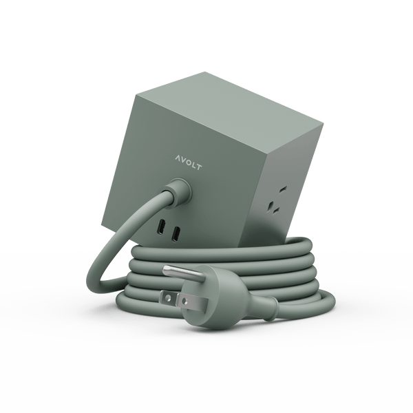 Stockholm Square 1 Power Strip: Oak Green - Wms&Co.