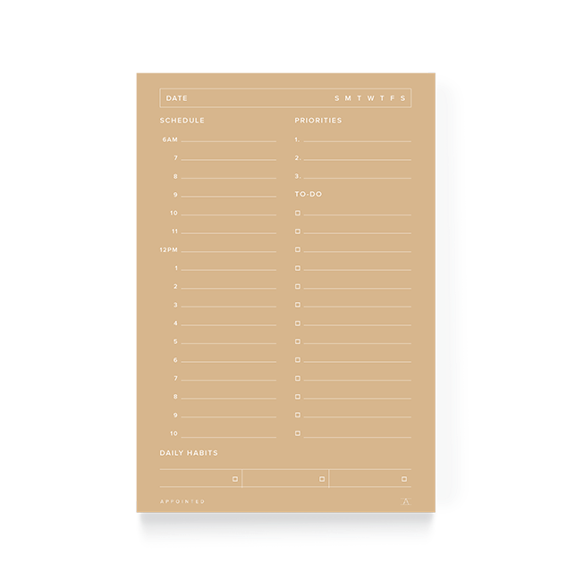 Daily Task Pad: Beige | Hourly Schedule + Priorities + Habit Tracker ...