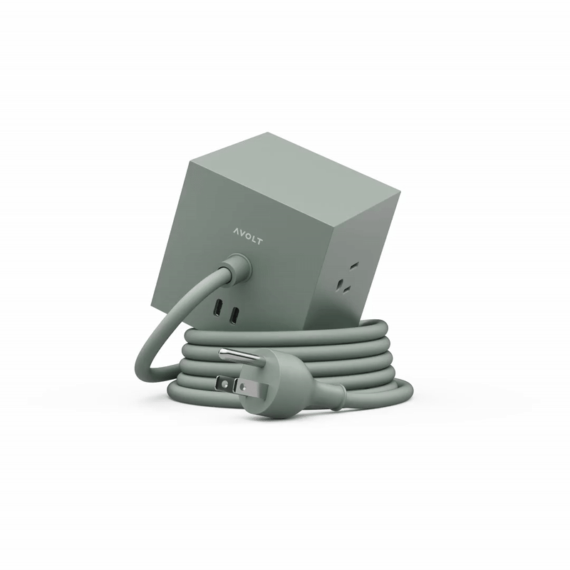 Stockholm Square 1 Power Strip: Oak Green