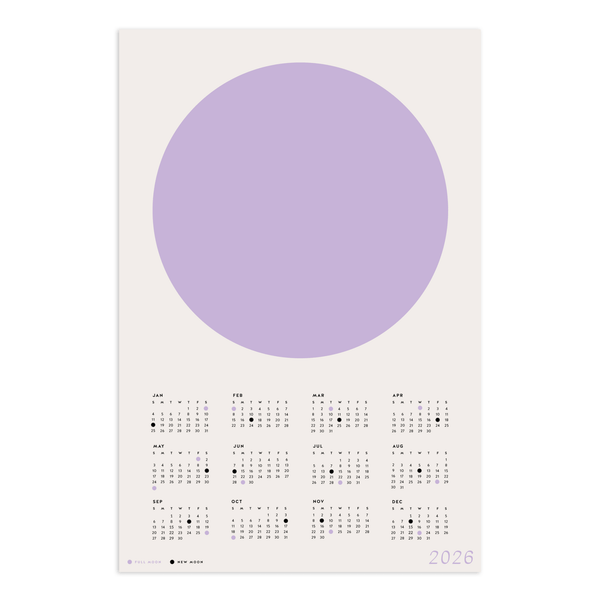 Minimalist Moon Calendar 2026 - Color - Wms&Co.