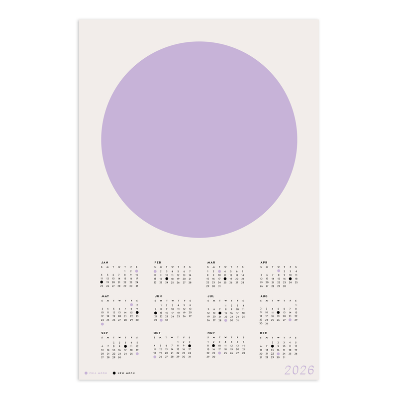 Minimalist Moon Calendar 2026 - Color - Wms&Co.