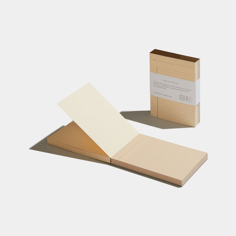 Two - in - One Notepad: Cream/Brown - Wms&Co.