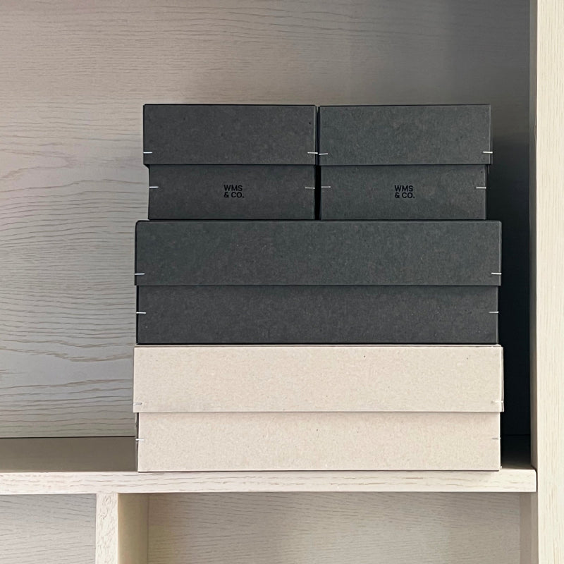 Stack Box Wms Brutalist Storage Boxes Black | Chipboard | Set of 3 – Wms&Co.