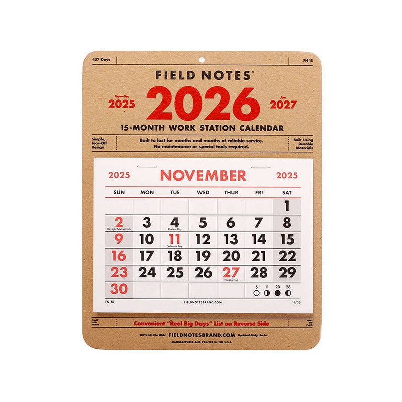 15 - Month Field Notes 2026 Calendar - Wms&Co.
