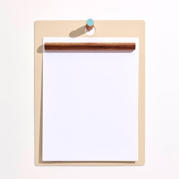 Magnetic Wall Clipboard: Beige/Aqua - Wms&Co.