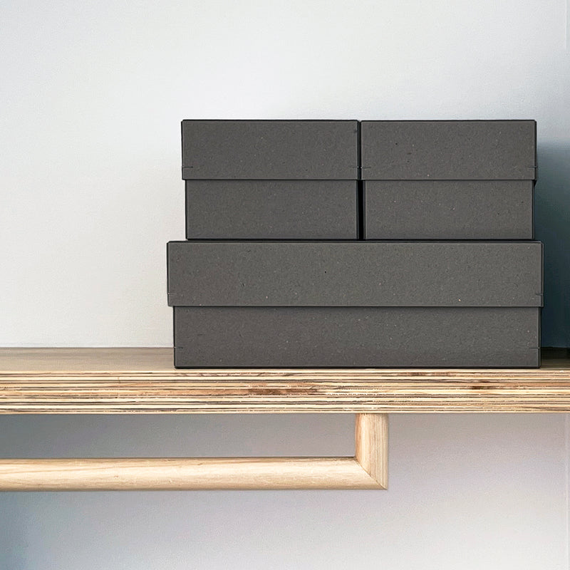 Stack Box Wms Brutalist Storage Boxes Black | Chipboard | Set of 3 – Wms&Co.