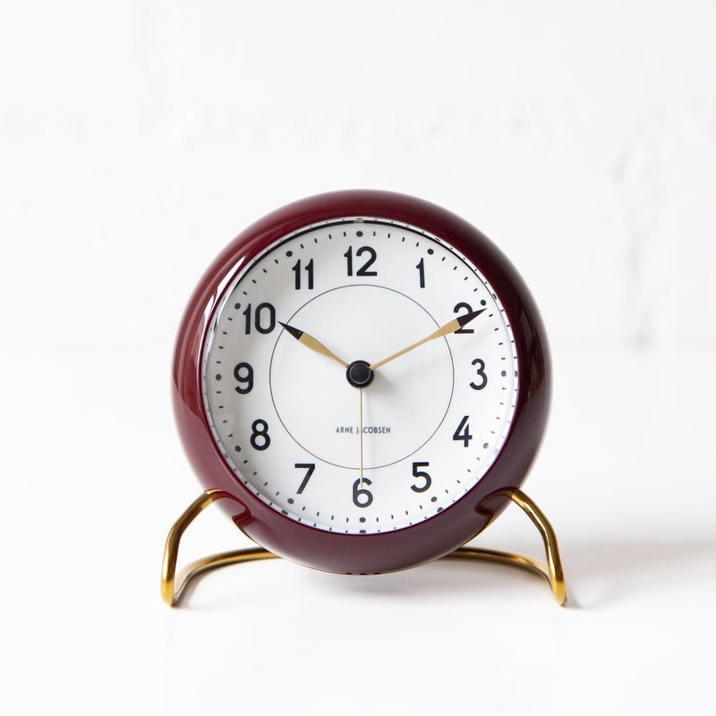 Arne Jacobsen Station Clock: Burgundy - Wms&Co.