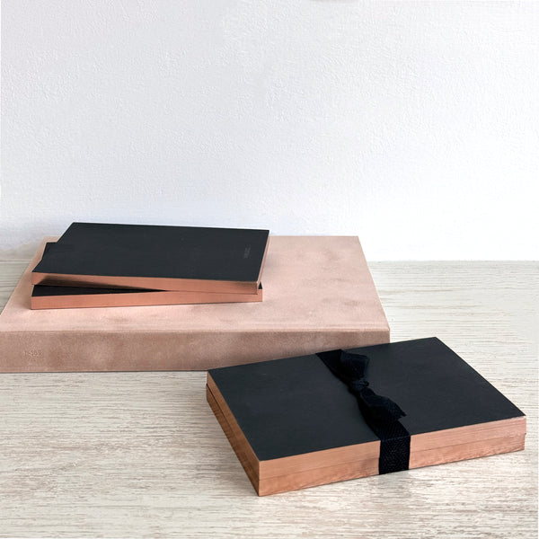 Little Black Notebooks with Rose Gold Edging (set of 2)