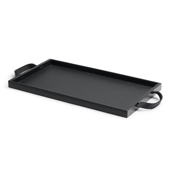 Danish Black Tray with Leather Handles - Wms&Co.