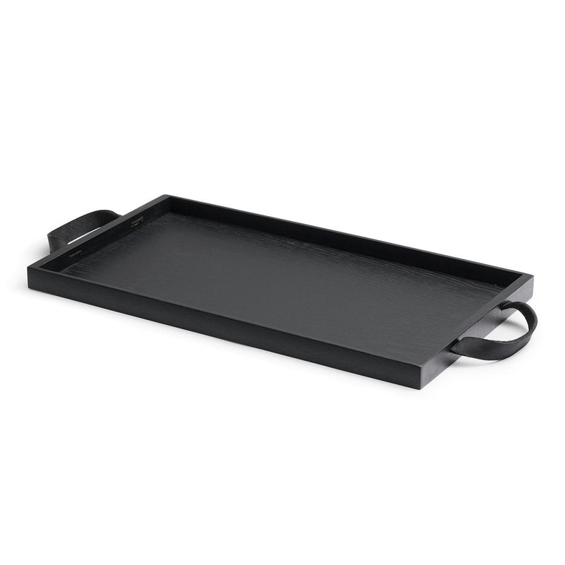 Danish Black Tray with Leather Handles - Wms&Co.