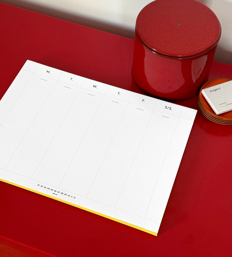 Weekly Desk Planners edged in Gold, Yellow, or Blush - Wms&Co.