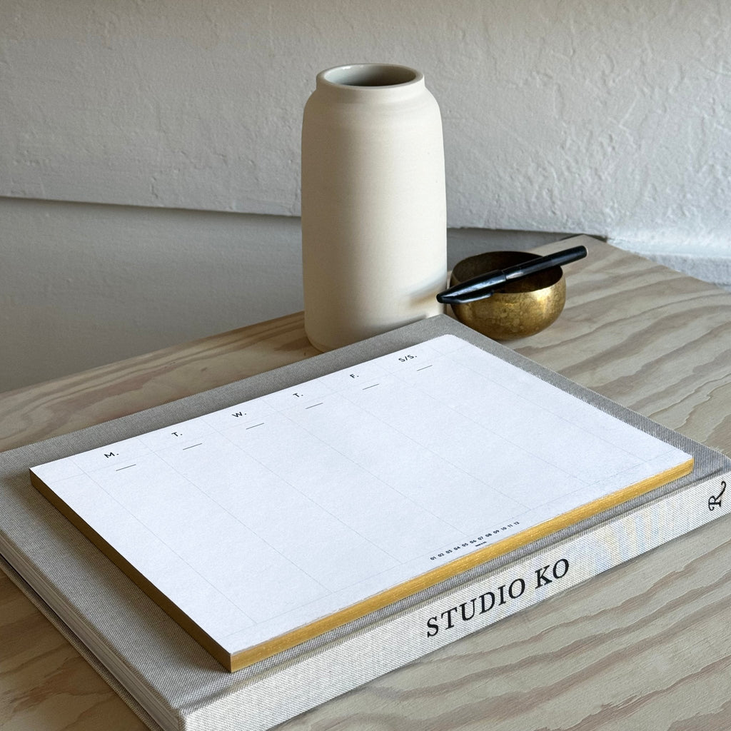 Weekly Desk Pad edged Gold Yellow or Blush