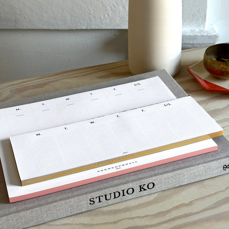 Weekly Desk Planners edged in Gold, Yellow, or Blush - Wms&Co.