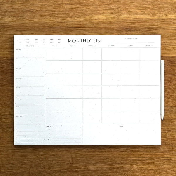 Wilde House Monthly List Planner Pad