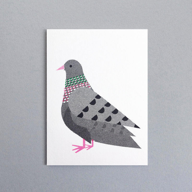 Riso Printed Mini Notecards: Pigeon