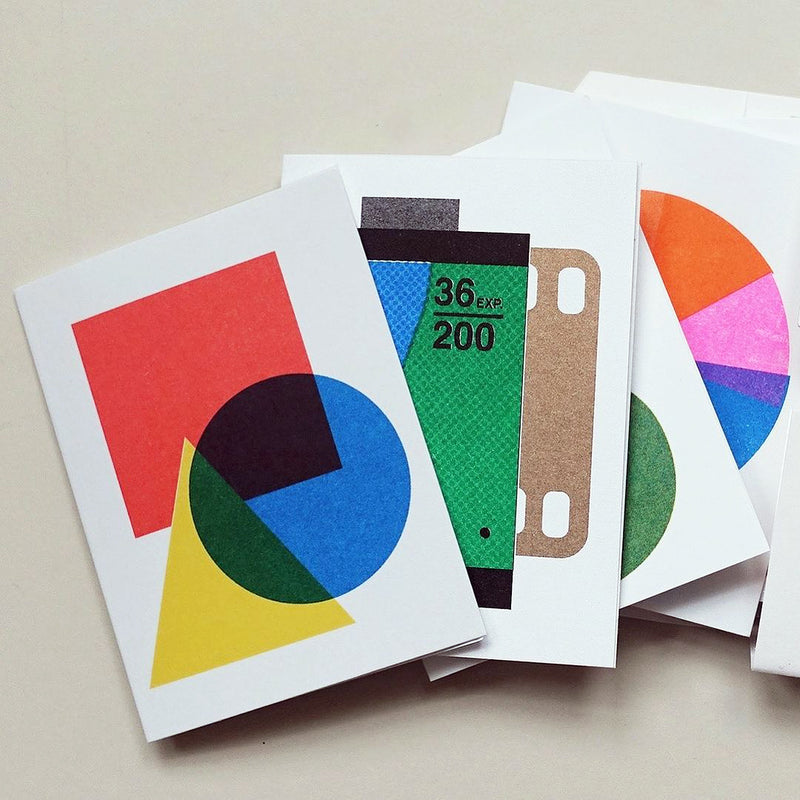 Riso Printed Mini Notecards: Bauhaus