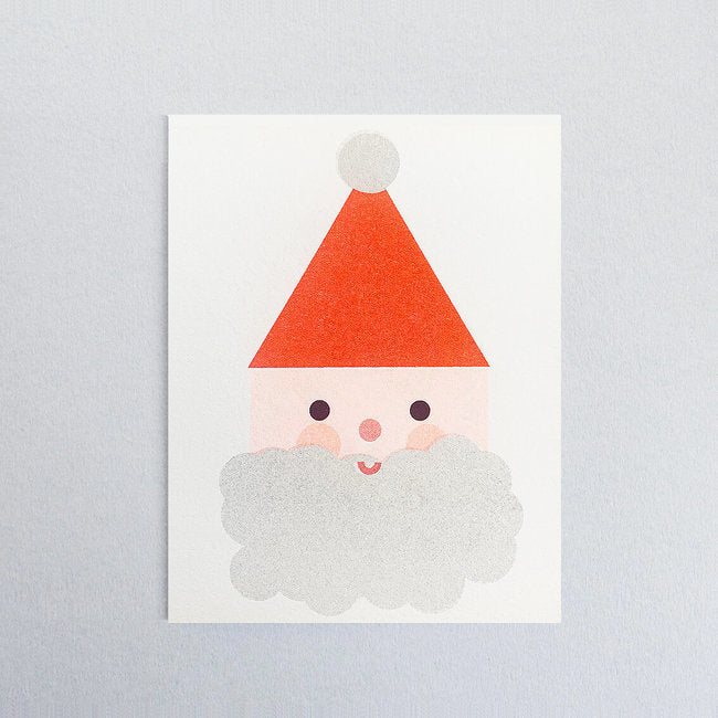 Riso Printed Mini-Notecards: Santa